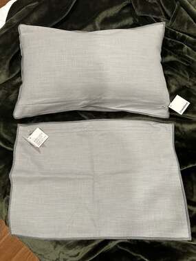 Crate & Barrel Grey Linen-Blend Standard Pillow Sham